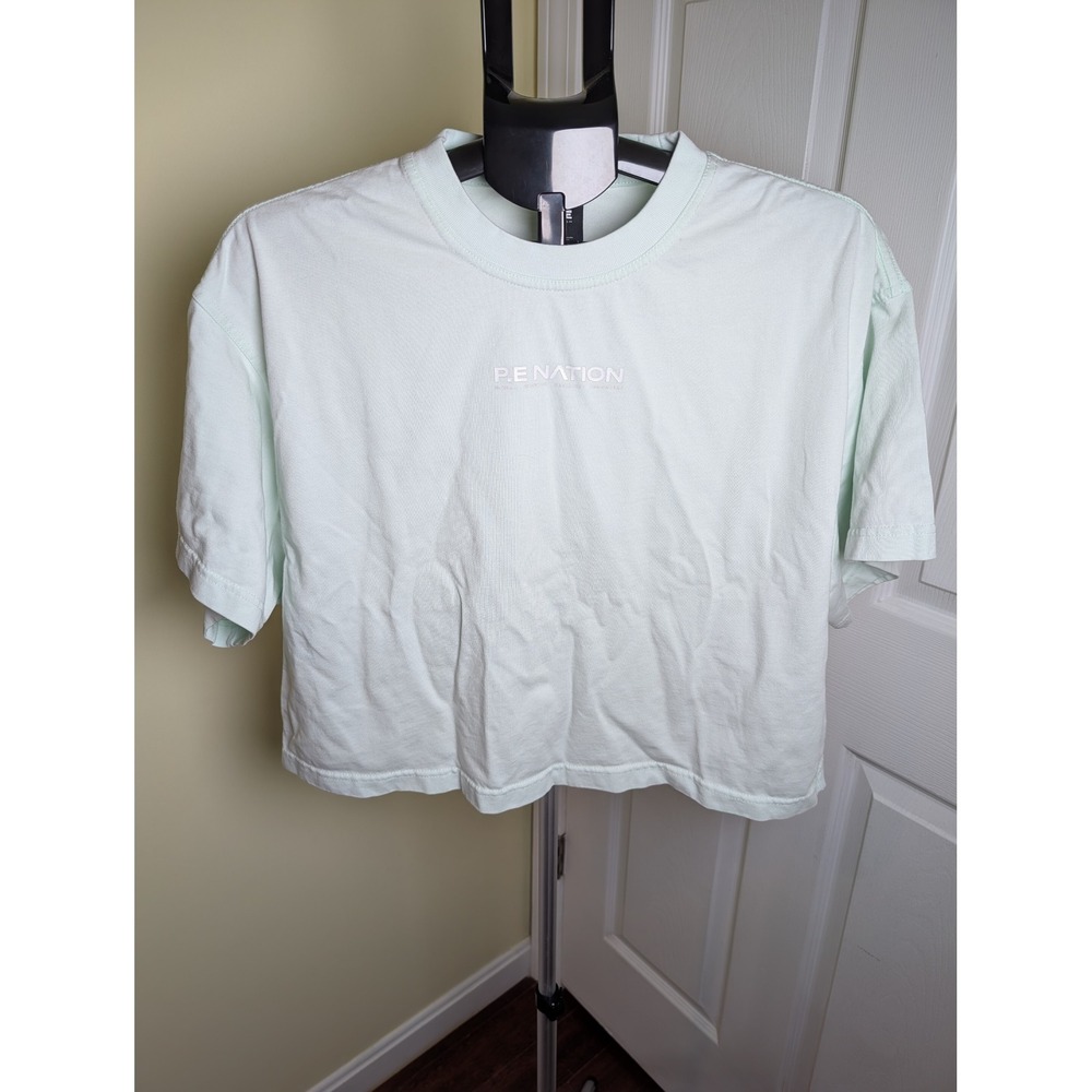 P.E Nation Namedrop Organic Cotton Cropped Oversized M Womens Hint of Mint